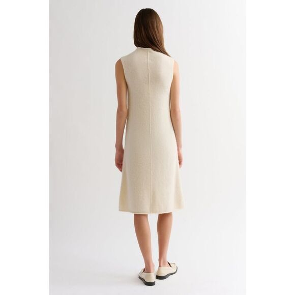 TSE BOUCLE CASHMERE DRESS Cream M - Picture 3 of 11